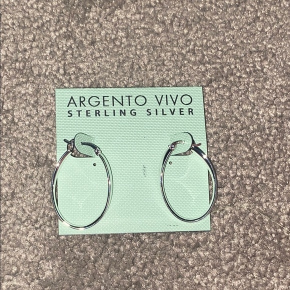 Argento Vivo Sterling Silver Oval Hoop Earrings - Picture 1 of 4